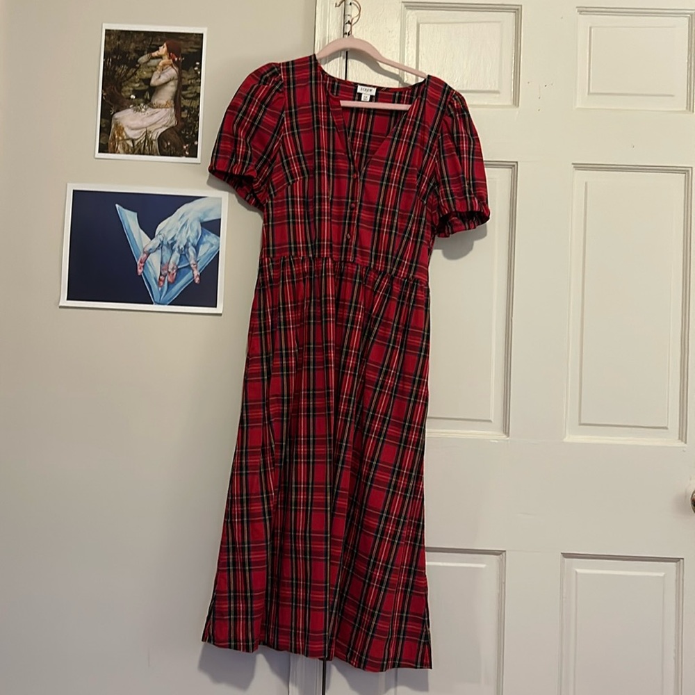 J. Crew Plaid Holiday Midi Dress